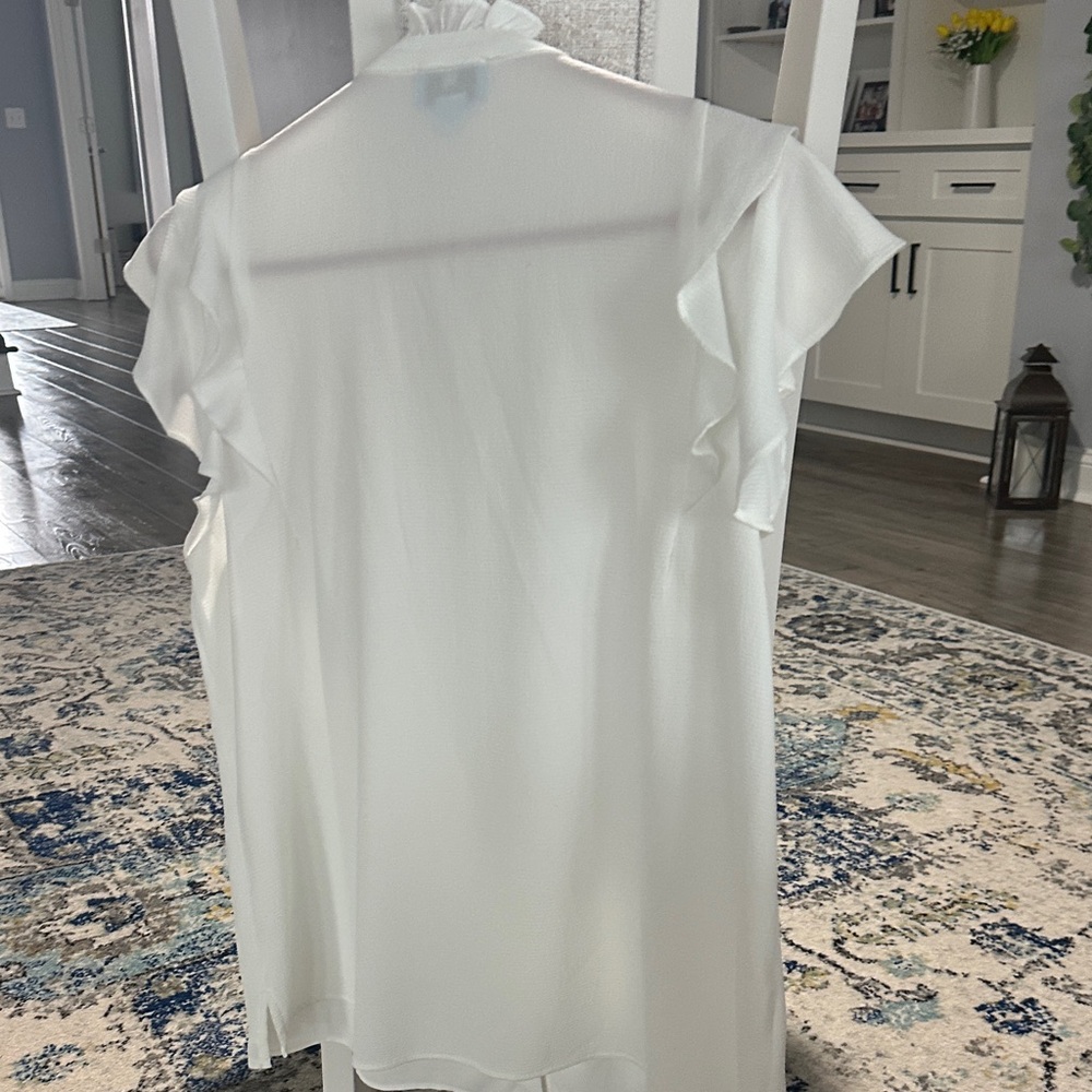 Cece White Ruffle Button-Down Blouse - image 5